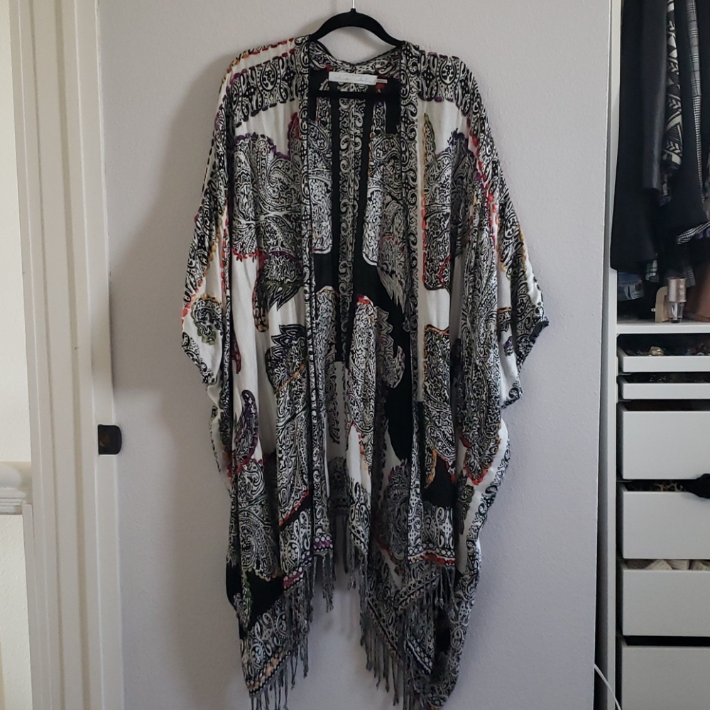 Rainbow embroidered kimono